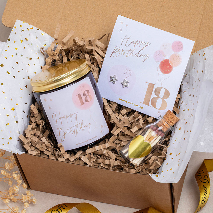 18th Birthday Gift Box with Earrings & Candle