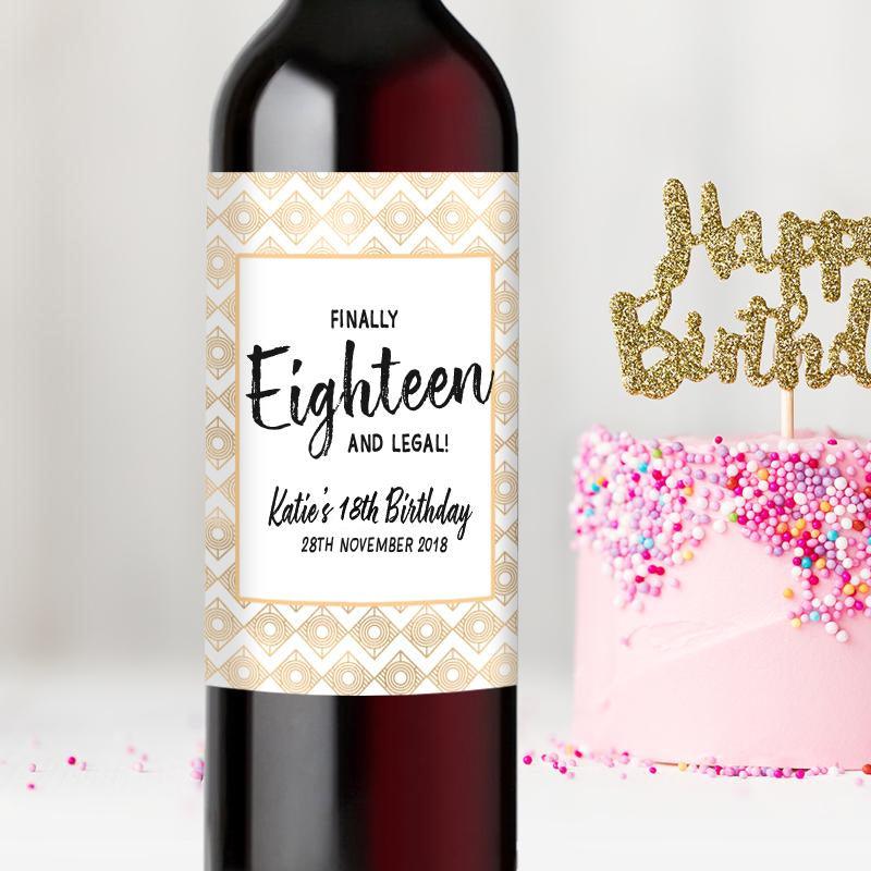 Personalised Finally Eighteen! 18th Birthday Wine Bottle Gift