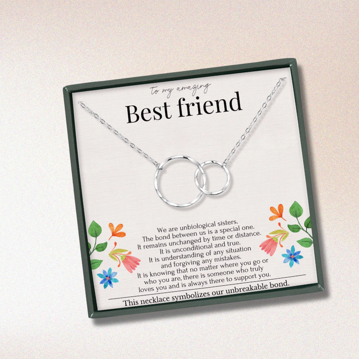 Amazing Best Friend 2 Rings Eternity Circles Necklace