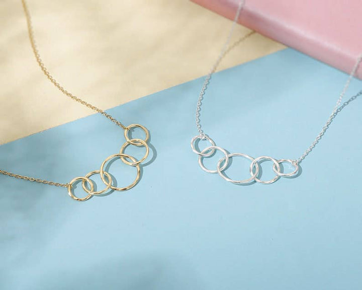 50th Birthday 5 Rings Eternity Linked Circles Necklace