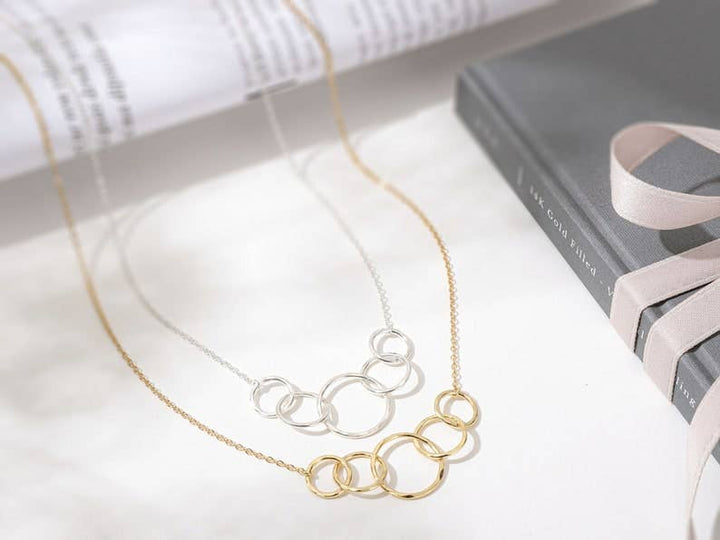 50th Birthday 5 Rings Eternity Linked Circles Necklace