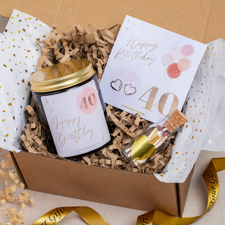 40th Birthday Gift Box with Earrings & Candle