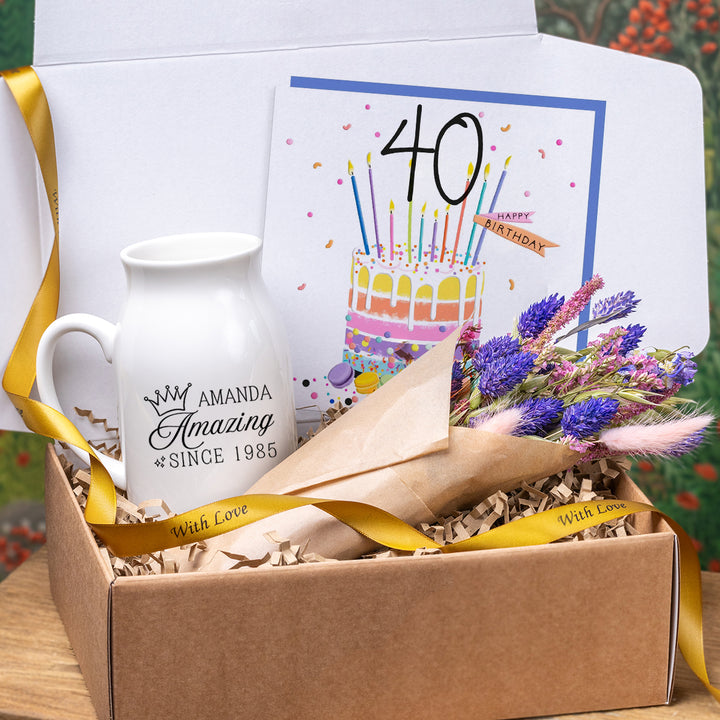 40th Birthday Vase & Flowers Gift Box