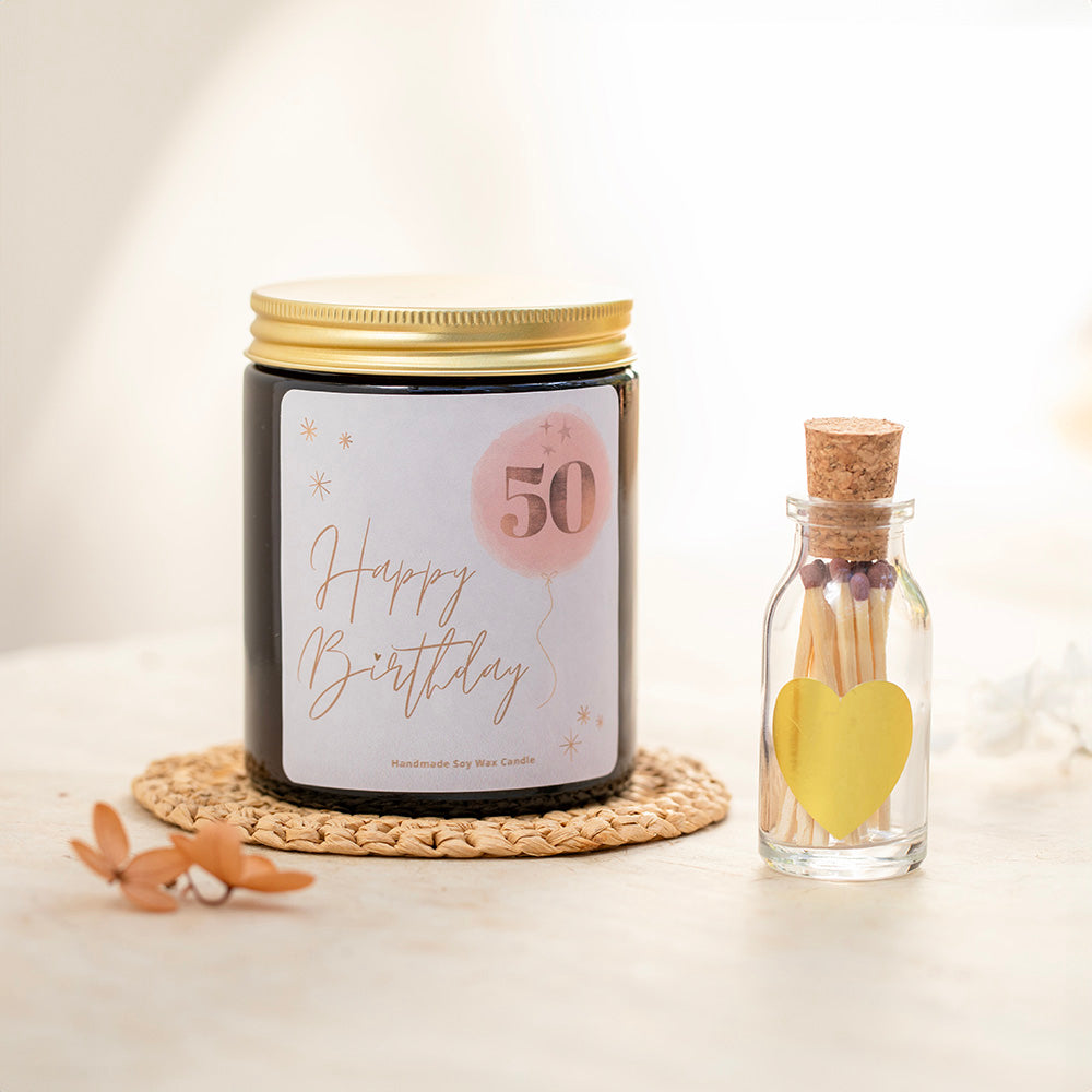 50th Birthday Gift Box with Earrings & Candle