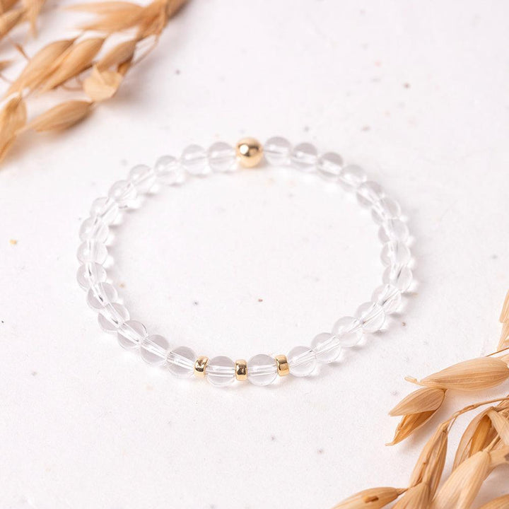 Clear Quartz Gemstone Bracelet - 6mm Beads