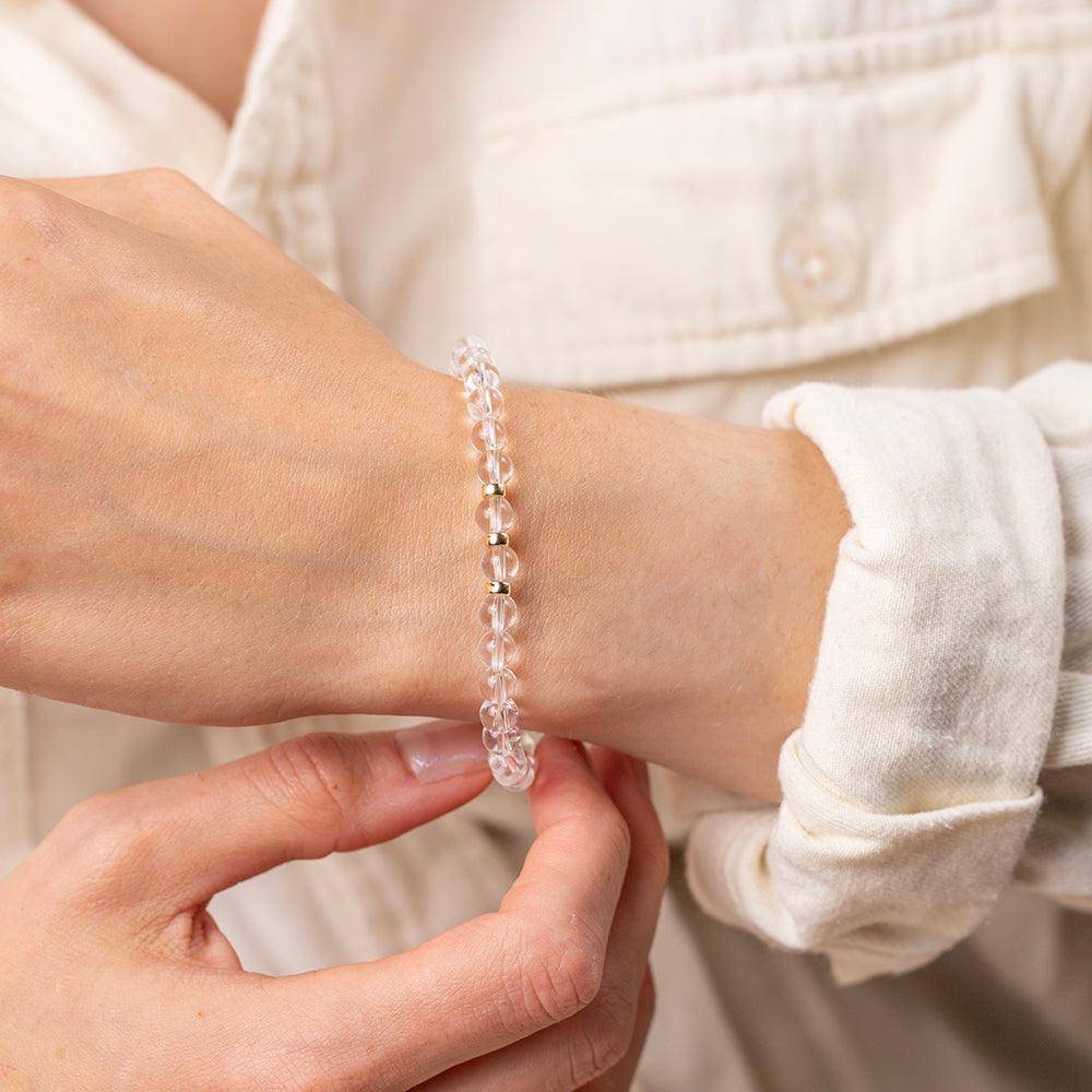 Clear Quartz Gemstone Bracelet - 6mm Beads