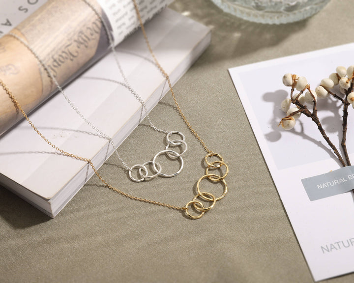 50th Birthday 5 Rings Eternity Linked Circles Necklace