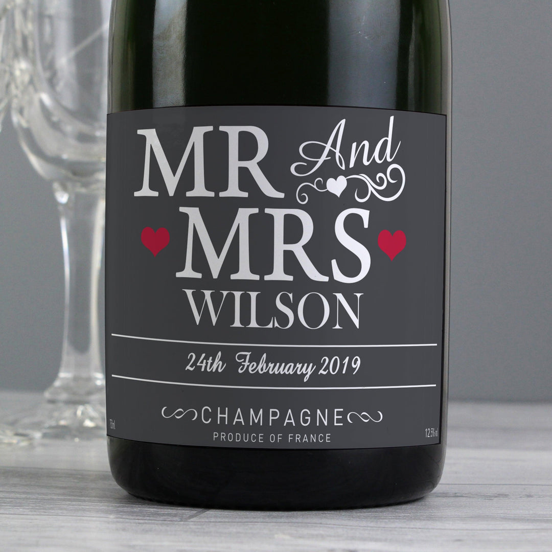 Personalised Mr and Mrs Champagne