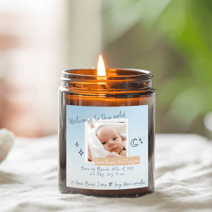 Personalised Baby Announcement Candle