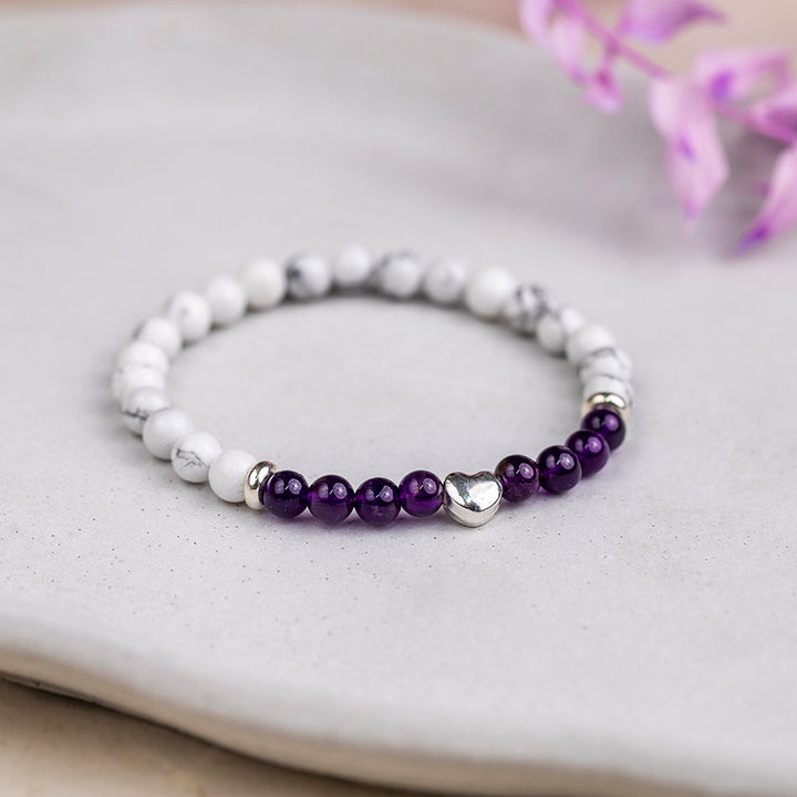 White Howlite and Amethyst Bracelet