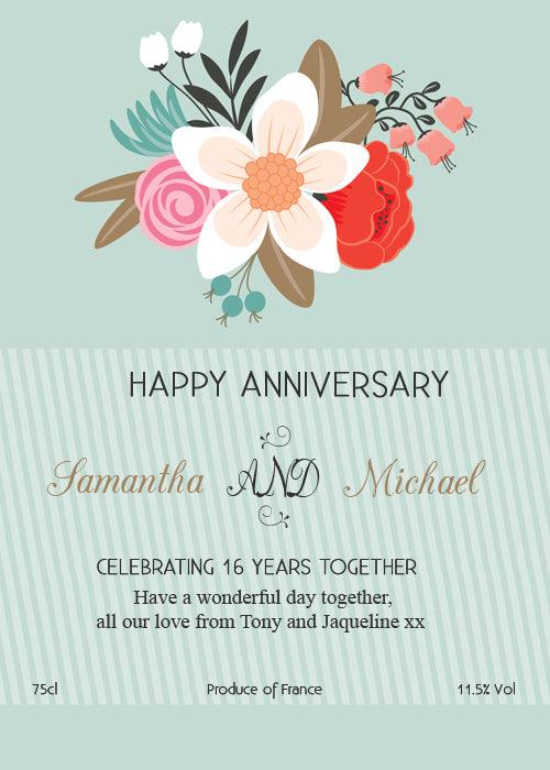 Personalised Anniversary Wine Gift Vintage Style