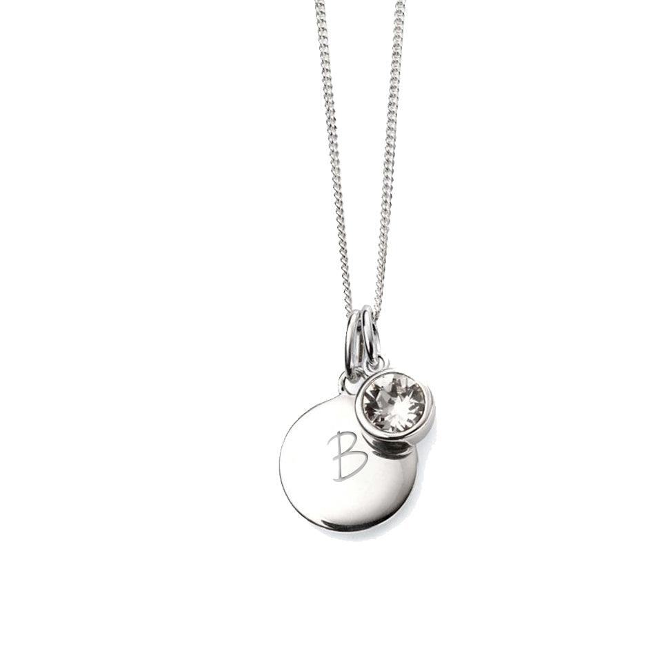 Engraved April Birthstone Necklace