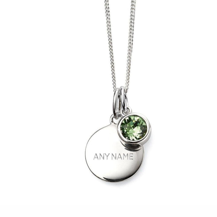 Engraved August Birthstone Necklace