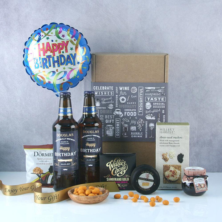 Personalised Birthday Beer and Snacks Hamper