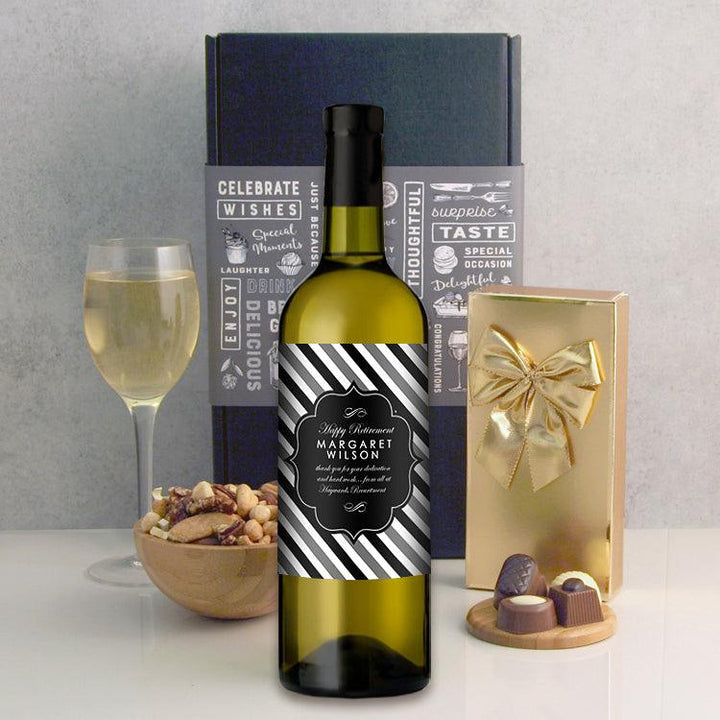 Personalised Classic Black and White Label Wine Gift