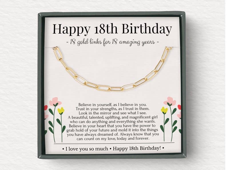 Happy 18th Birthday Necklace - 14K Gold Vermeil