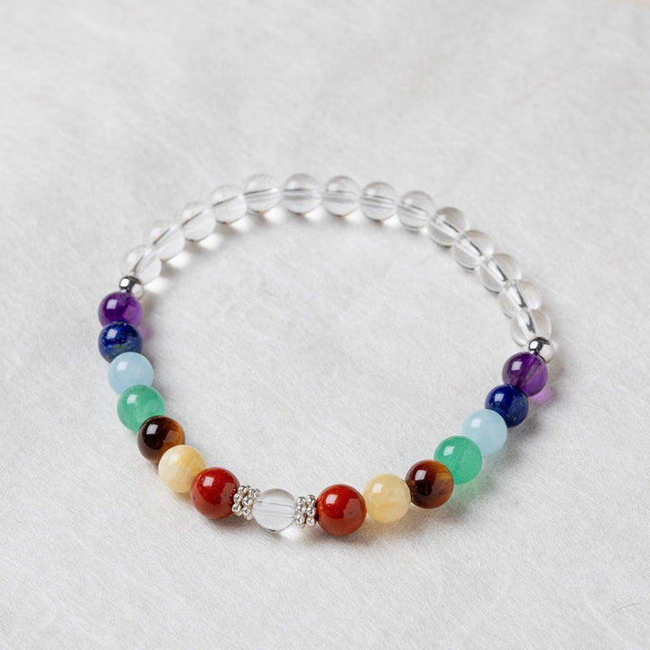 Chakra Bracelet with Clear Quartz - 6mm