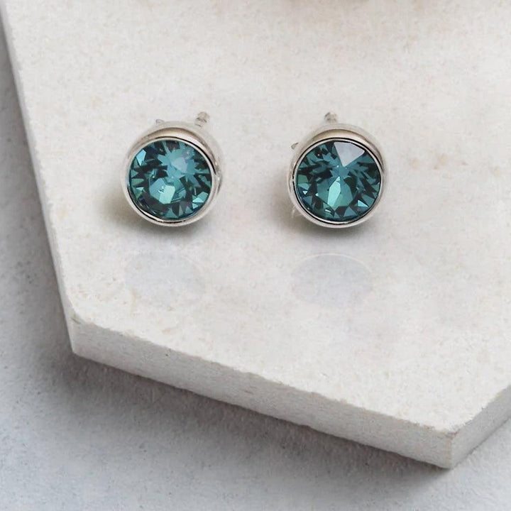 December Birthstone Earrings - Blue Zircon Crystal