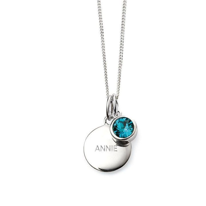 Engraved December Birthstone Necklace