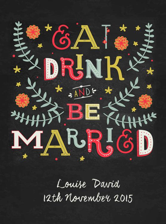 Personalised Eat Drink and Be Married Wine Gift