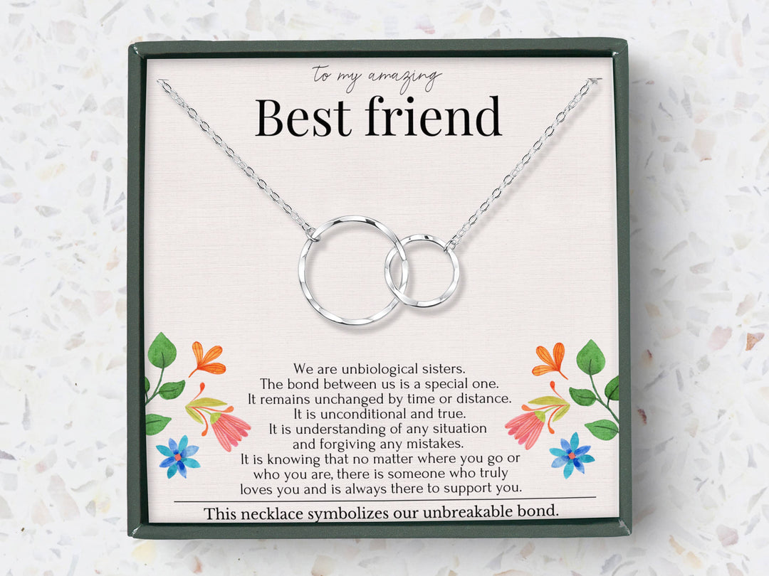 Amazing Best Friend 2 Rings Eternity Circles Necklace