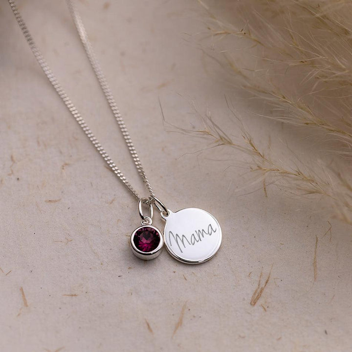 Engraved February Birthstone Necklace