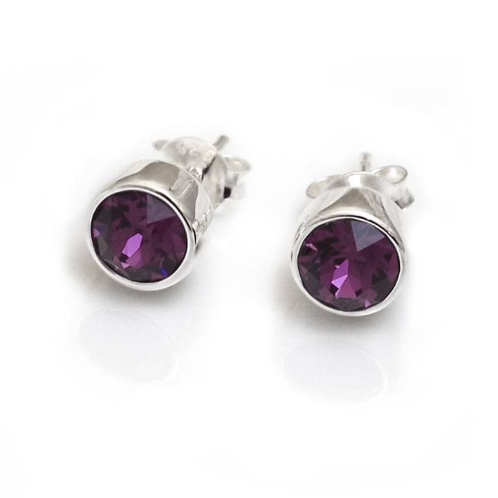 February Birthstone Earrings - Amethyst Crystal