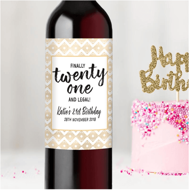 Personalised Finally Twenty One! 21st Birthday Wine Bottle Gift