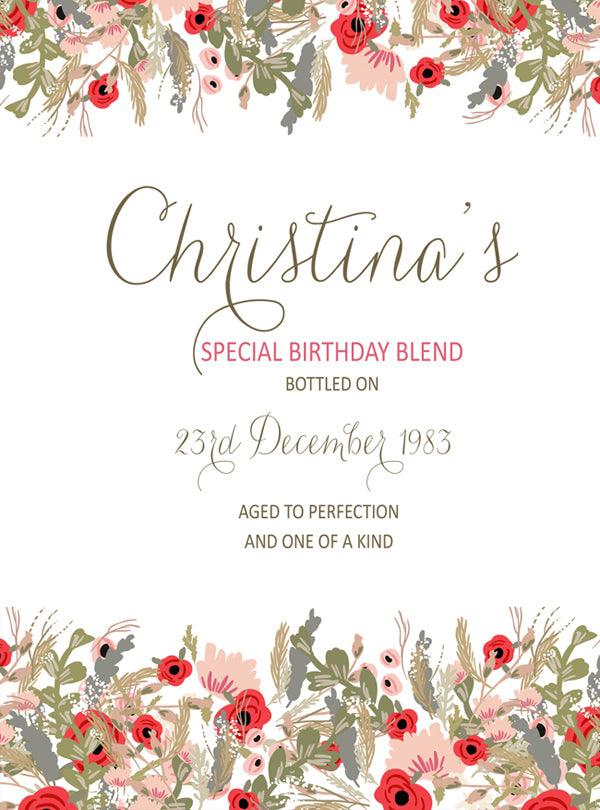 Personalised Birthday Vintage Floral Wine Gift