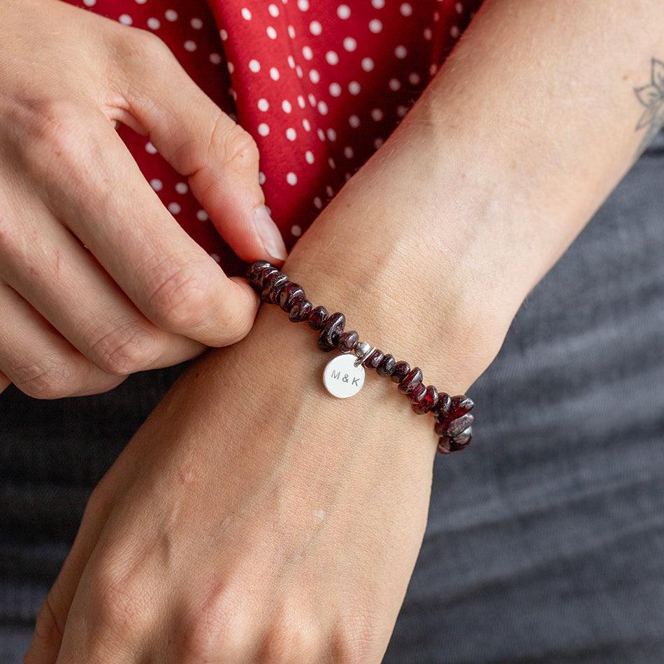 Garnet Crystal Chip Bracelet