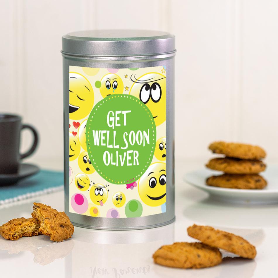 Get Well Soon Smiley Faces Tin with a Dozen Biscuits