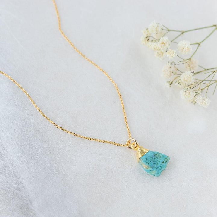 Raw Turquoise Gold Dipped Necklace