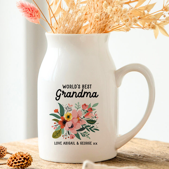 World’s Best Grandma Personalised Floral Vase