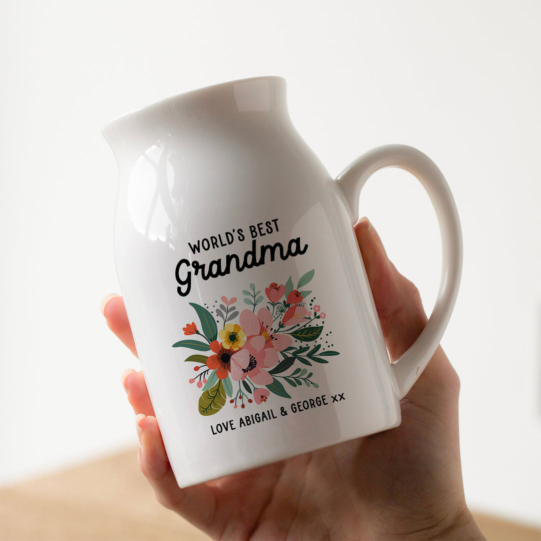 World’s Best Grandma Personalised Floral Vase