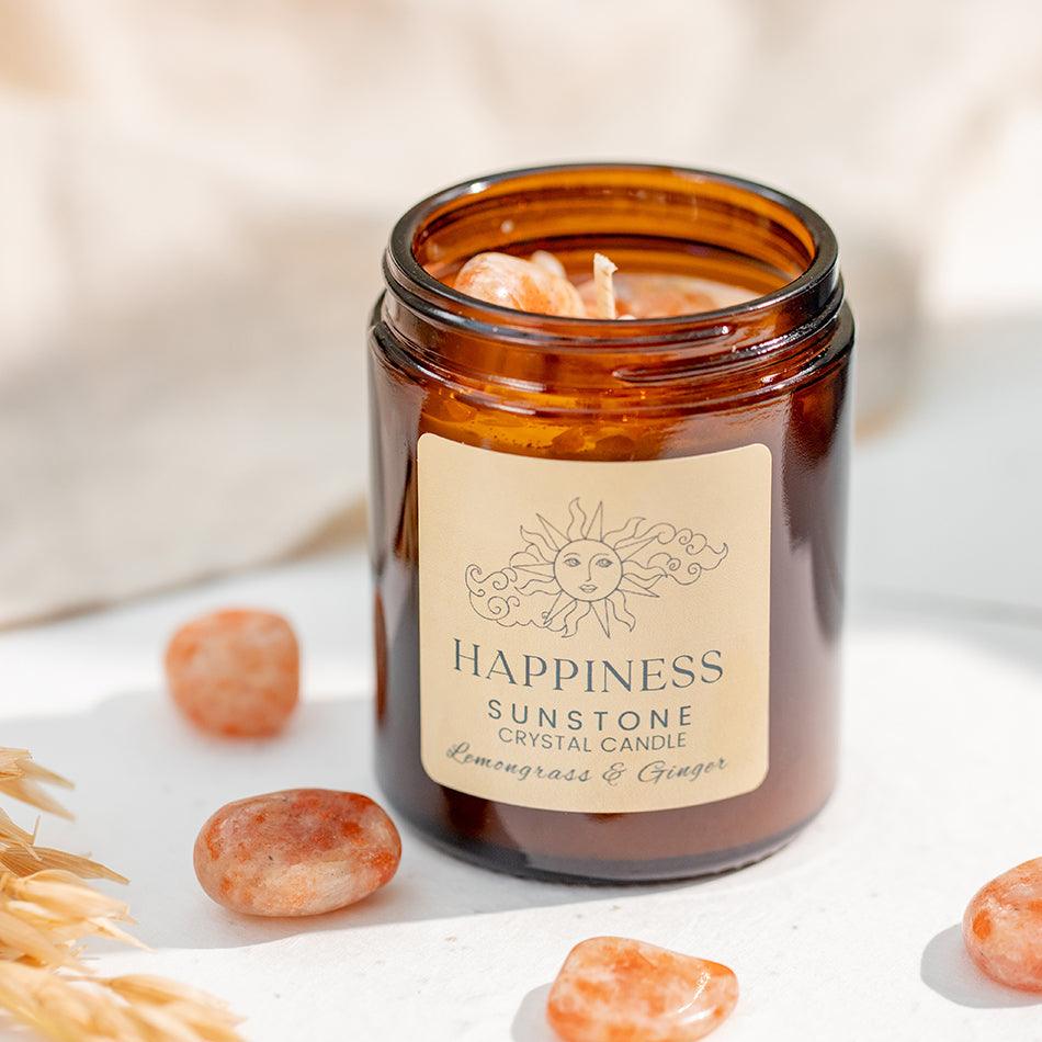 Sunstone Crystal Candle - Happiness