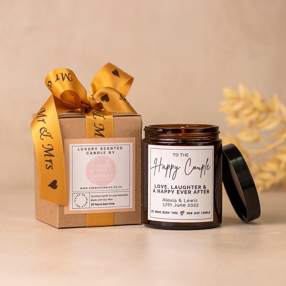 Personalised Happy Couple Wedding Candle