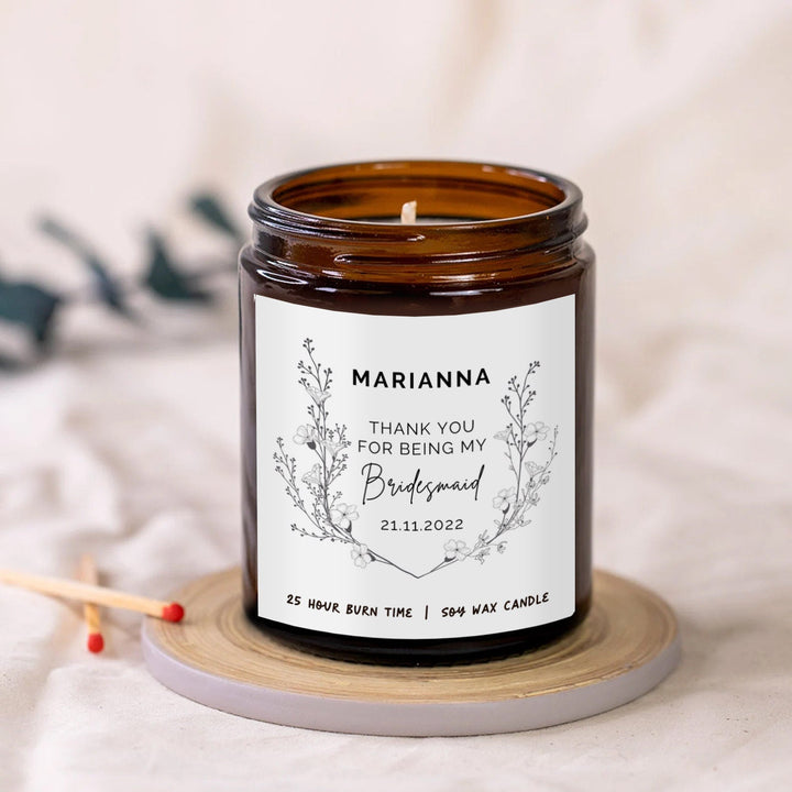 Thank You For Being My Bridesmaid Candle - Half Wreath