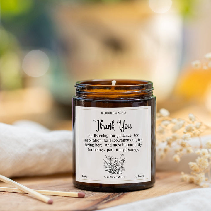 Thank You Quote Candle with Flowers