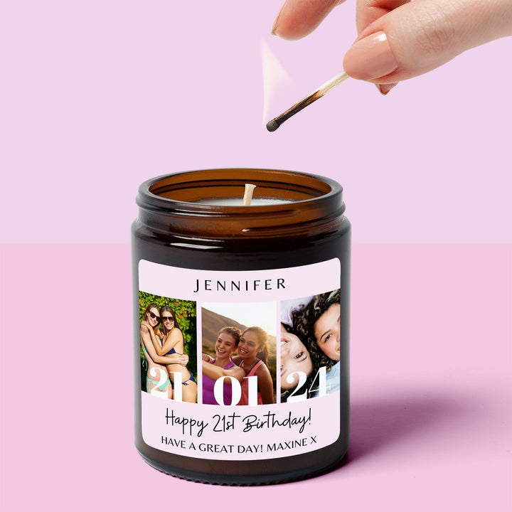 Personalised Photo Candle Gift - Birhday Date