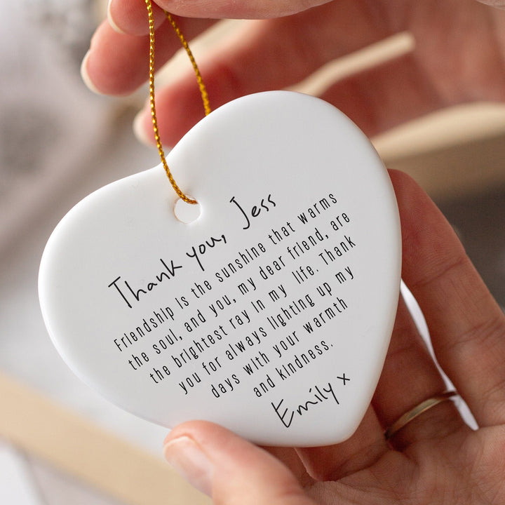 Personalised Thank You Heart Ceramic for Best Friend