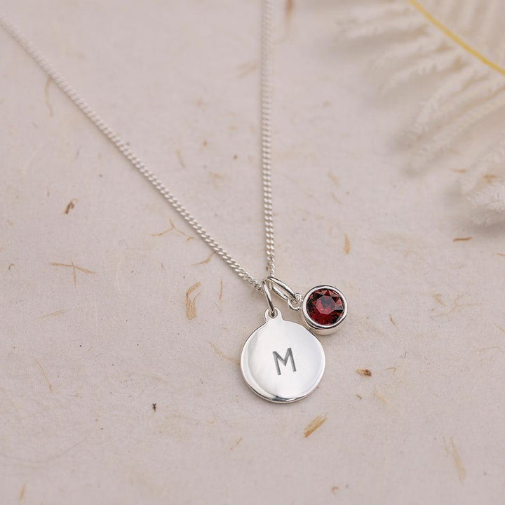 Engraved January Birthstone Necklace