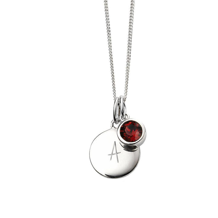 Engraved January Birthstone Necklace