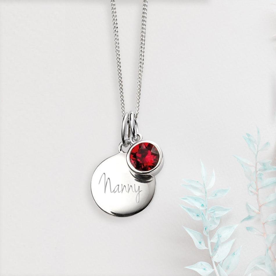 Engraved July Birthstone Necklace