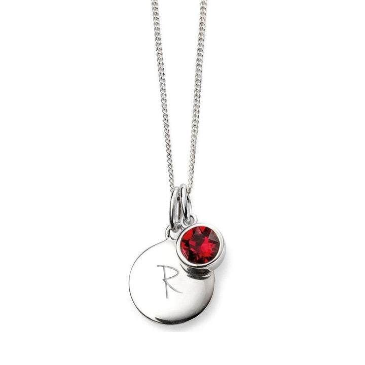 Engraved July Birthstone Necklace