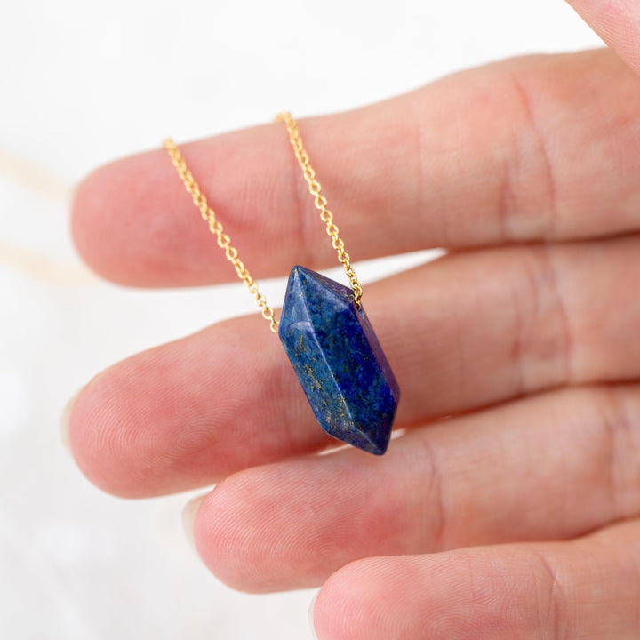 Lapis Lazuli Necklace with Golden Sun