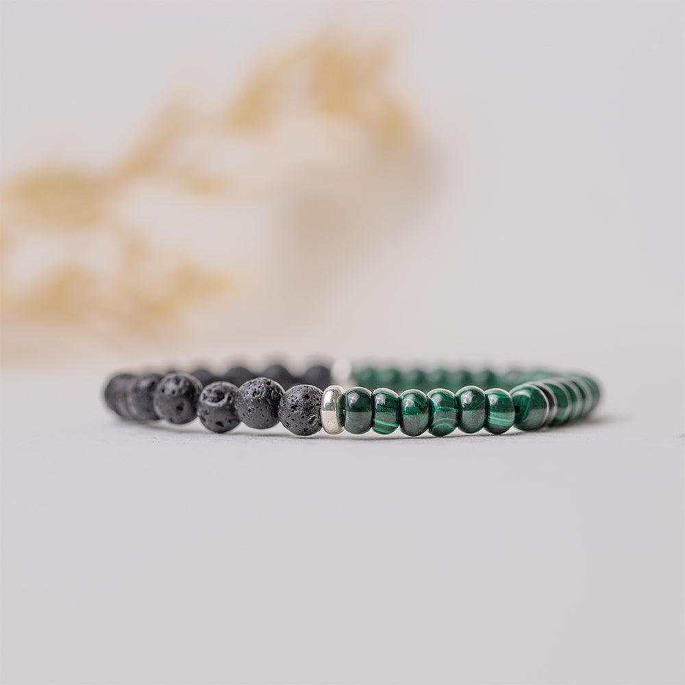 Nature's Balance Malachite and Lava Stone Bracelet 6mm