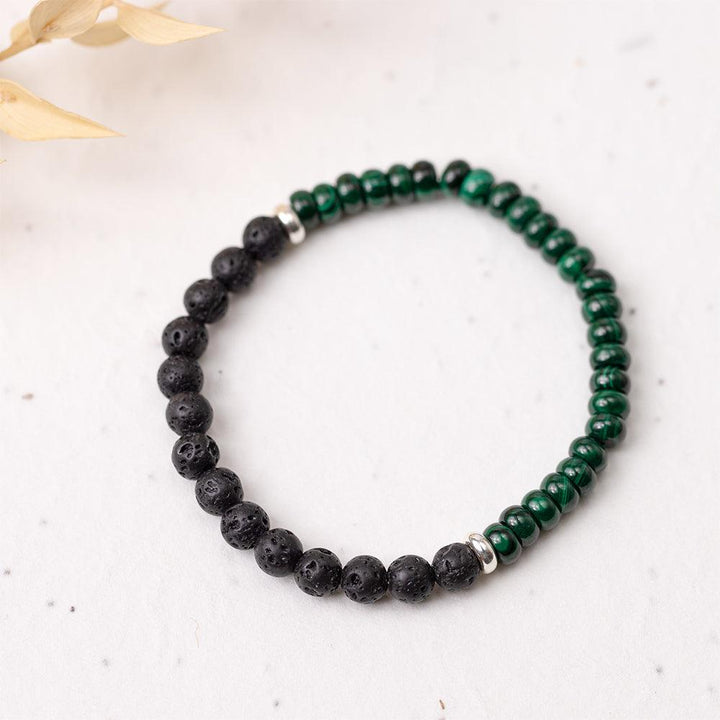 Nature's Balance Malachite and Lava Stone Bracelet 6mm