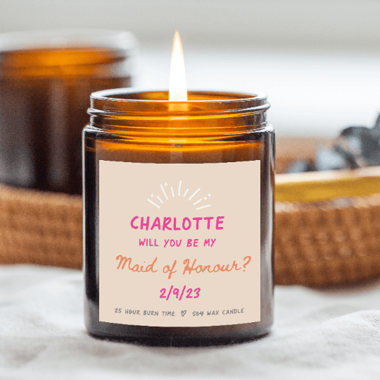 Personalised Maid of Honour Proposal Candle Gift