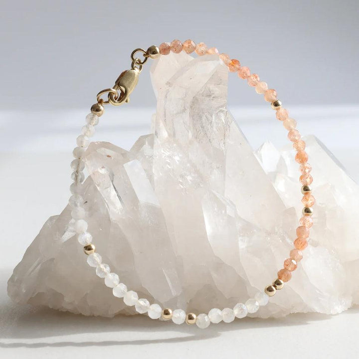 Moonstone and Sunstone Dainty Bracelet