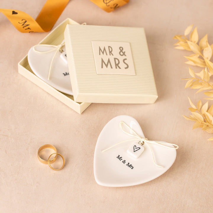 Mr and Mrs Candle and Keepsake Ring Dish Botanical Style